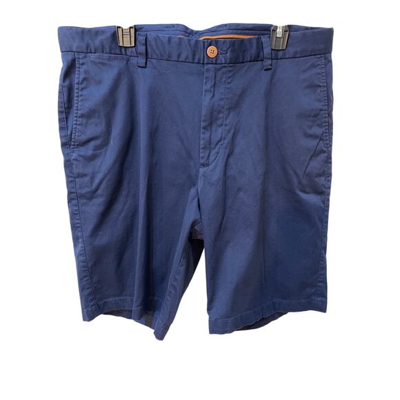 Tommy Bahama Men’s Blue Chino Shorts Size 38 Flat Front Casual Tan Logo Classic - Picture 1 of 4